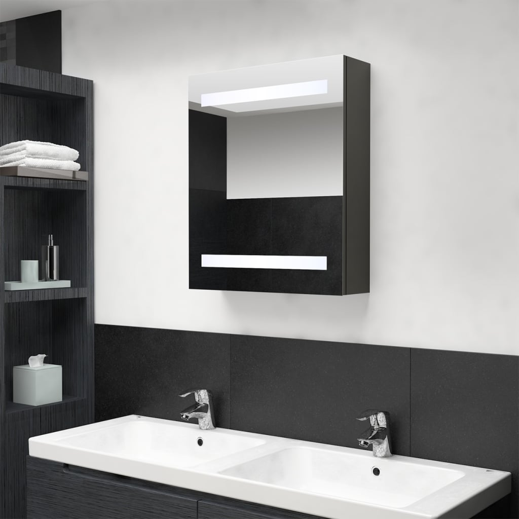 LED Bathroom Mirror Cabinet Anthracite 50x14x60 cm - Discount Dealers