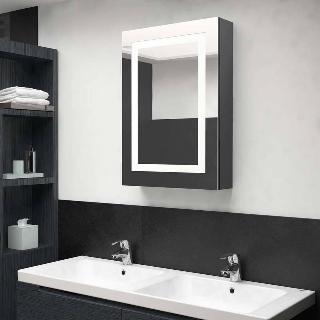 LED Bathroom Mirror Cabinet Grey 50x13x70 cm - Direct Imports