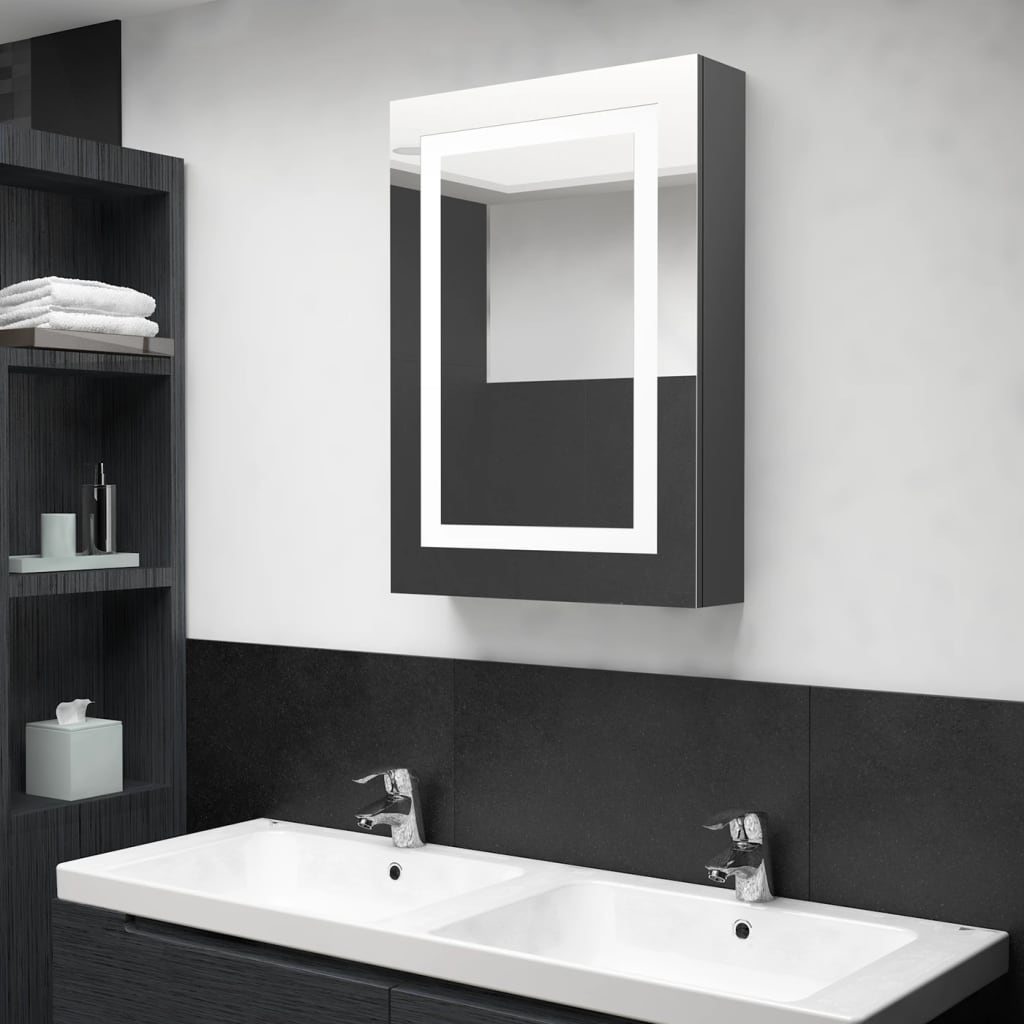 LED Bathroom Mirror Cabinet Shining Grey 50x13x70 cm - Casper Homes