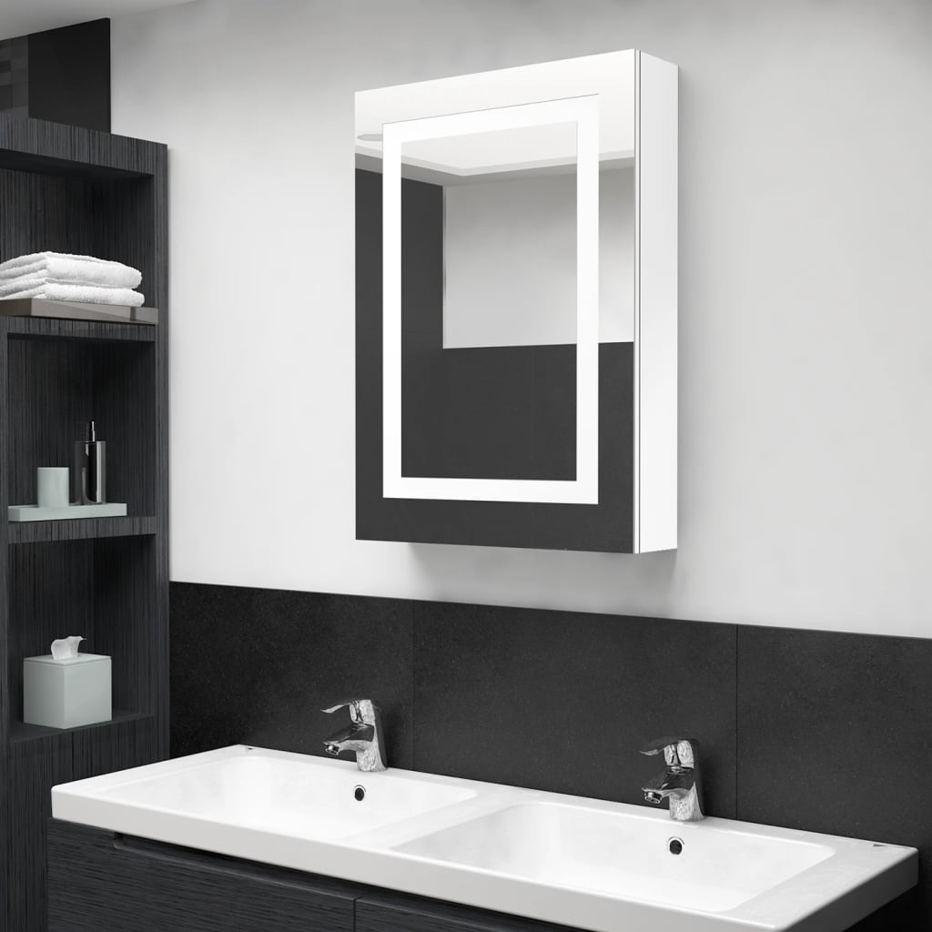 LED Bathroom Mirror Cabinet Shining White 50x13x70 cm - Decor Base