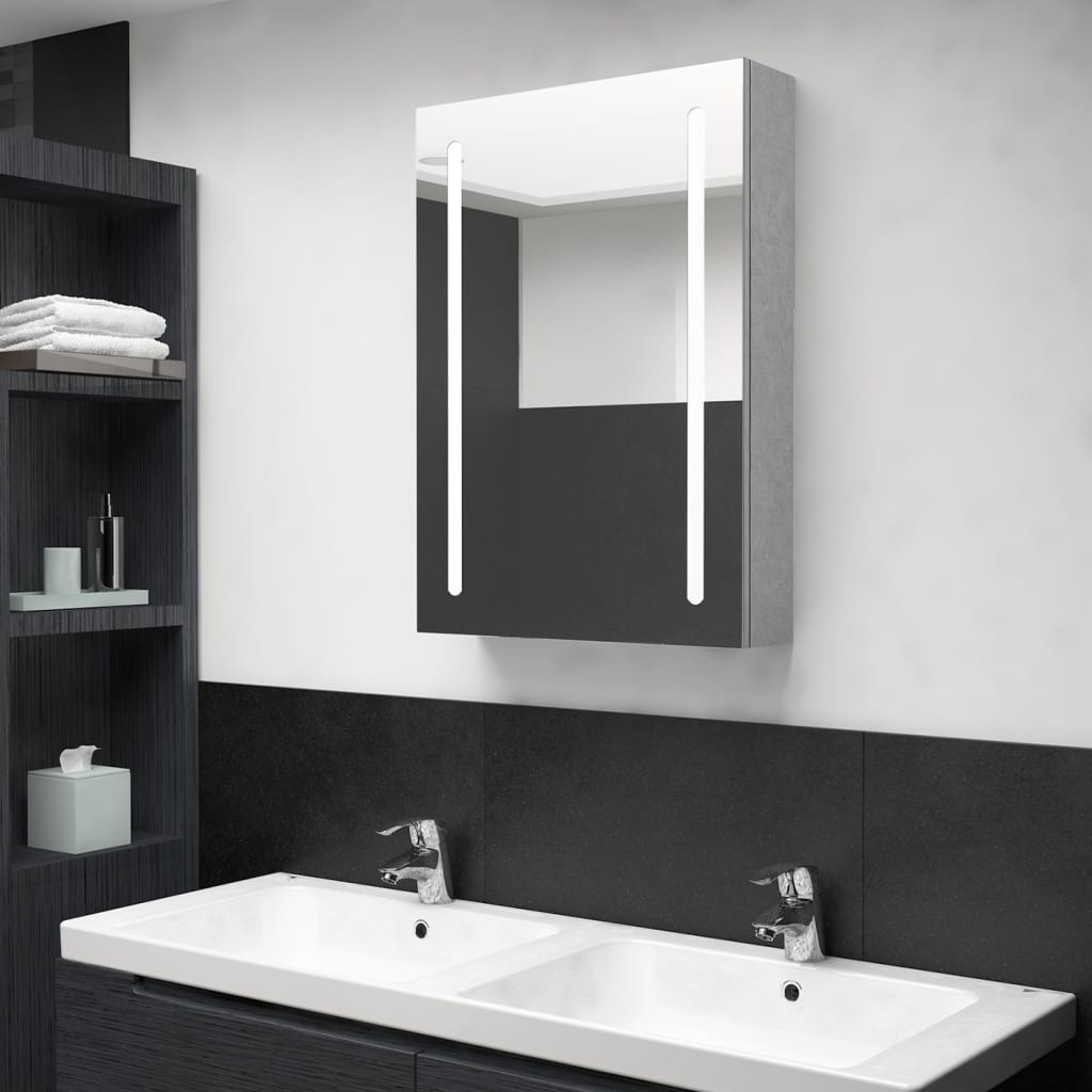 LED Bathroom Mirror Cabinet Concrete Grey 50x13x70 cm - Merkel Designers