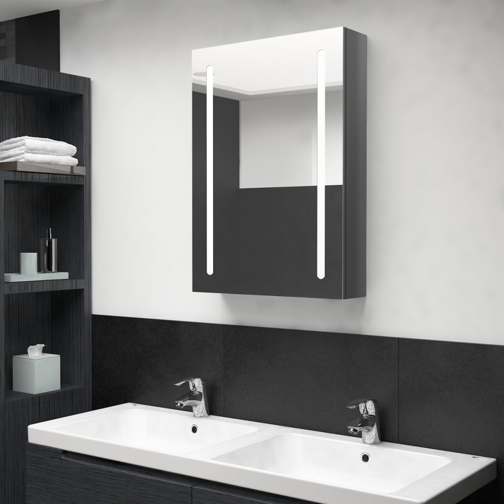 LED Bathroom Mirror Cabinet Shining Grey 50x13x70 cm - Design Hut