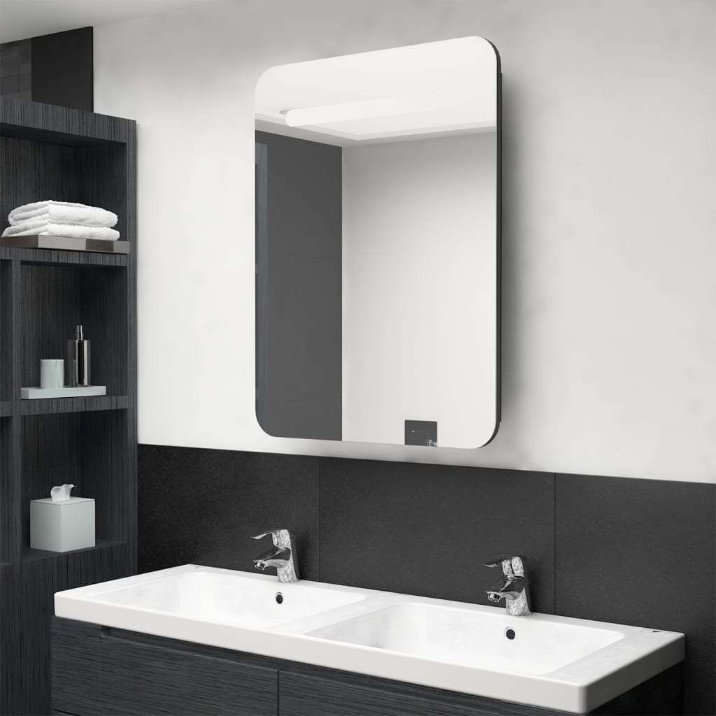 LED Bathroom Mirror Cabinet Shining Black 60x11x80 cm - Casper Homes
