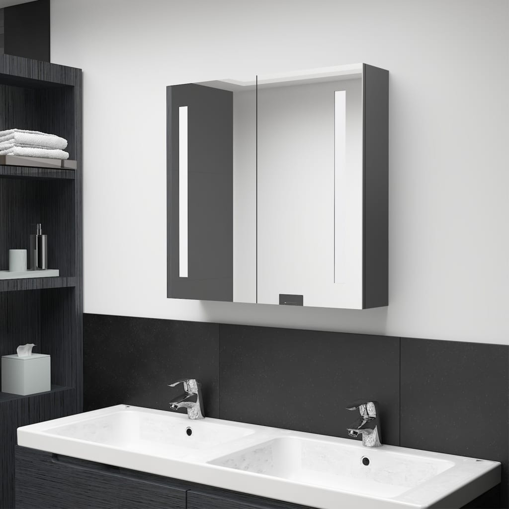 LED Bathroom Mirror Cabinet Grey 62x14x60cm - All Things Good