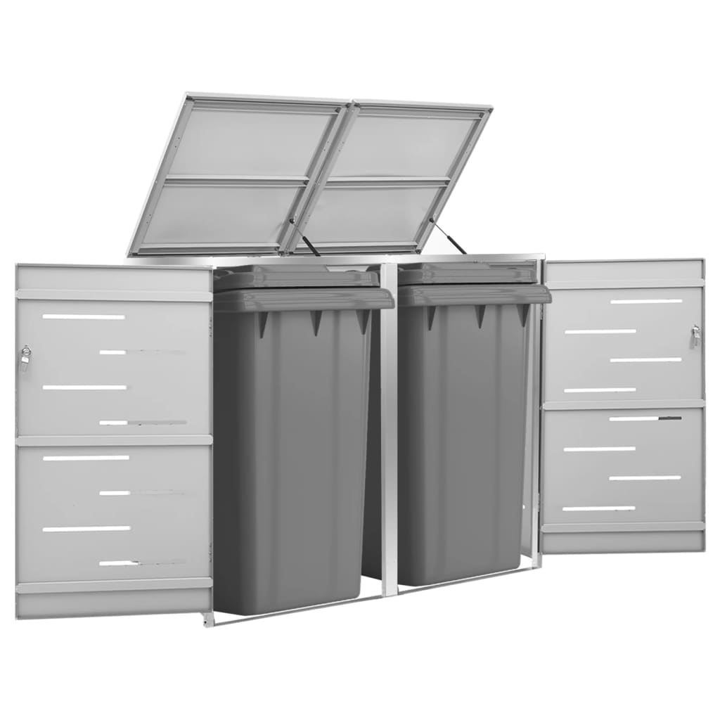 Double Wheelie Bin Shed 138x77.5x112.5 cm Stainless Steel - Casper Homes
