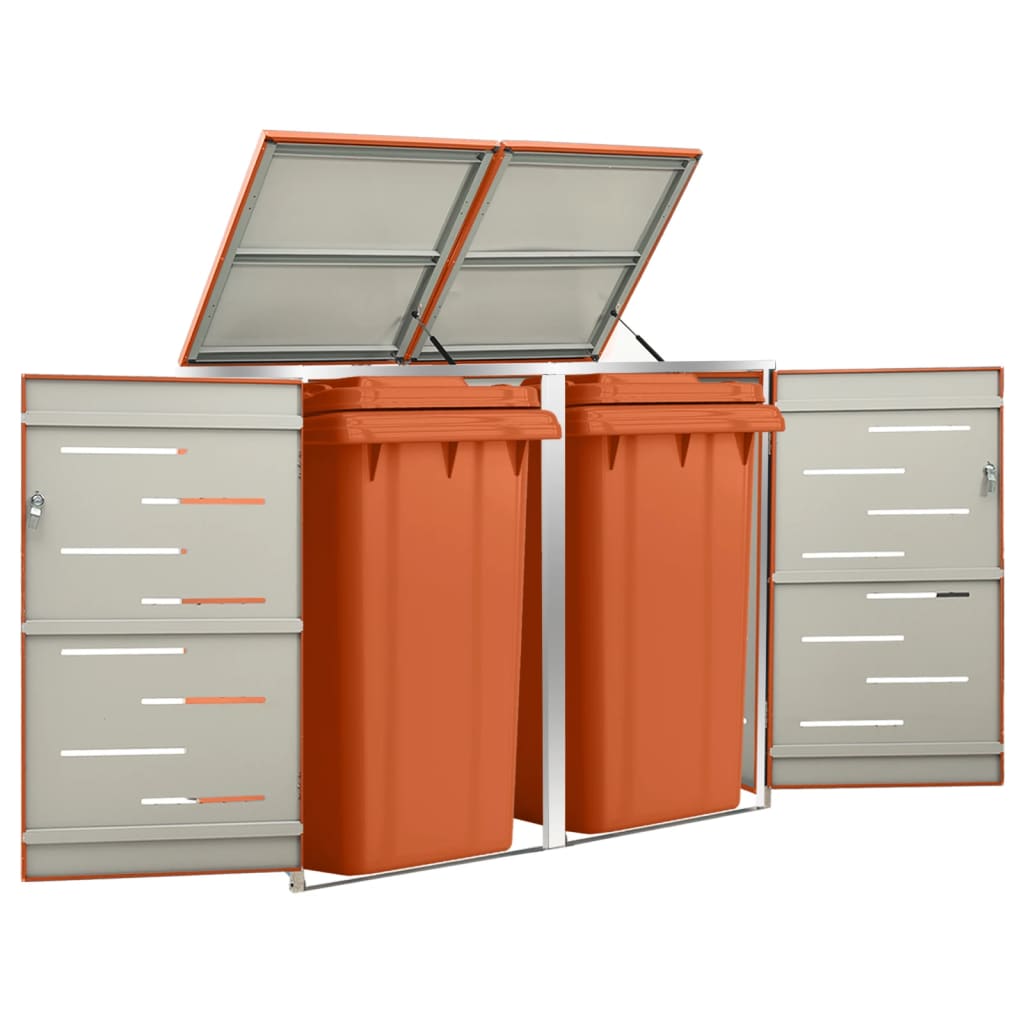 Double Wheelie Bin Shed 138x77.5x112.5 cm Stainless Steel - Sid & Sam