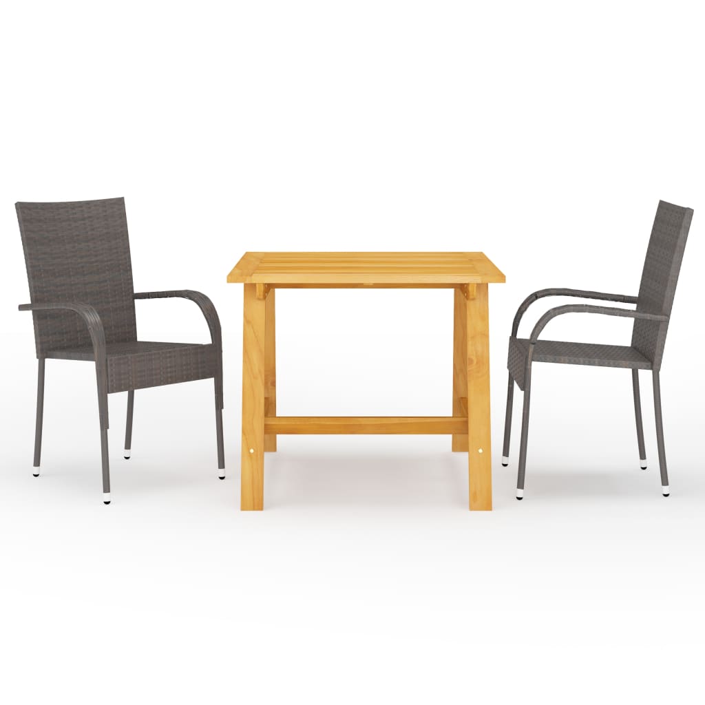 3 Piece Garden Dining Set Brown - Discount Dealers