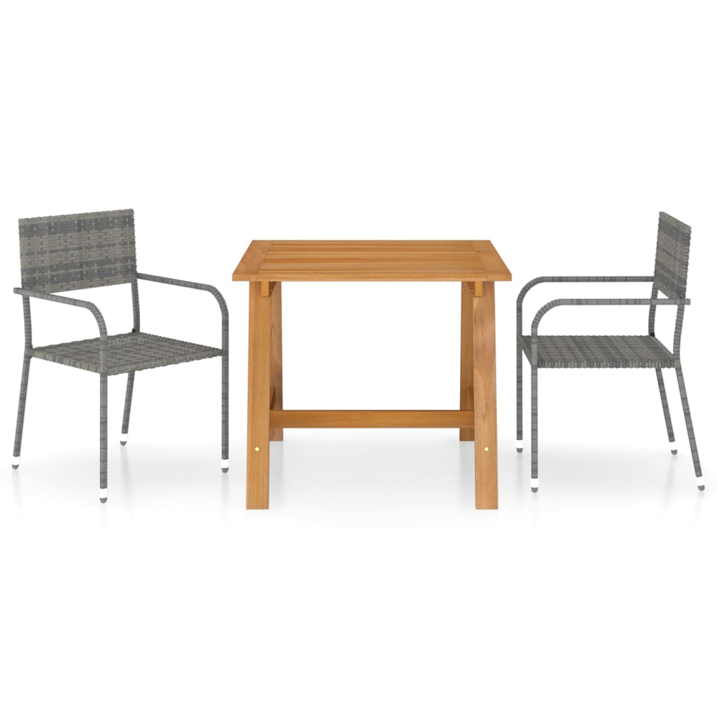 3 Piece Garden Dining Set Grey - Merlin Deals