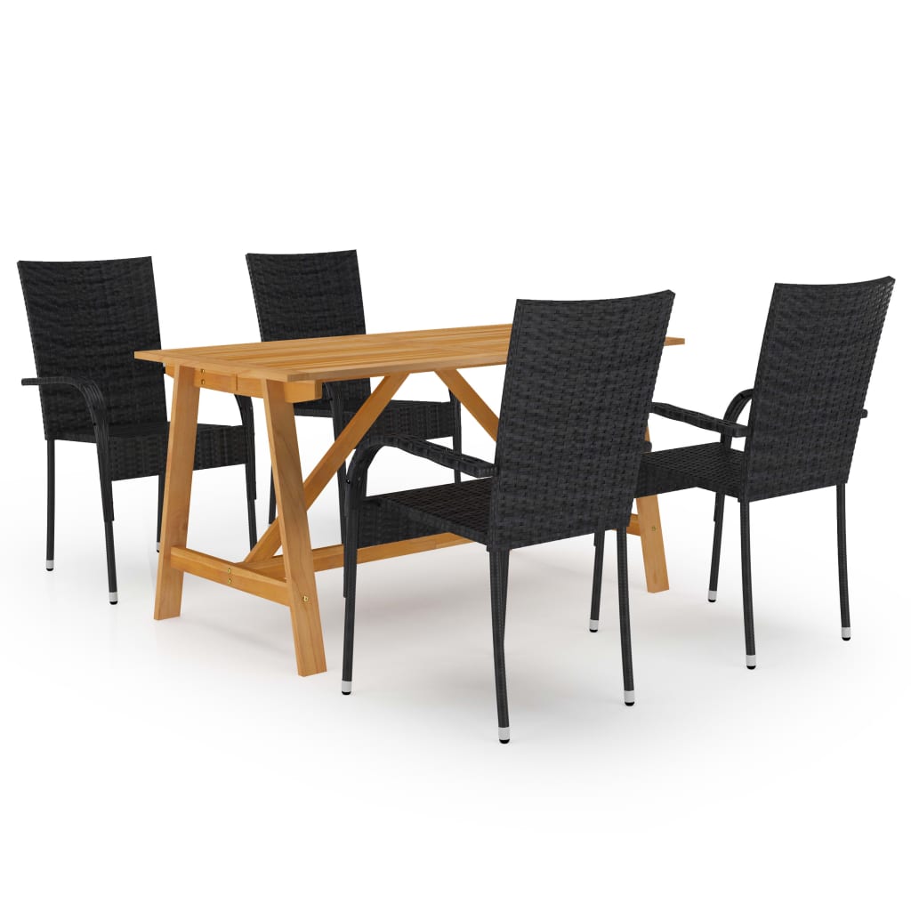 5 Piece Garden Dining Set Black - Style and Chic