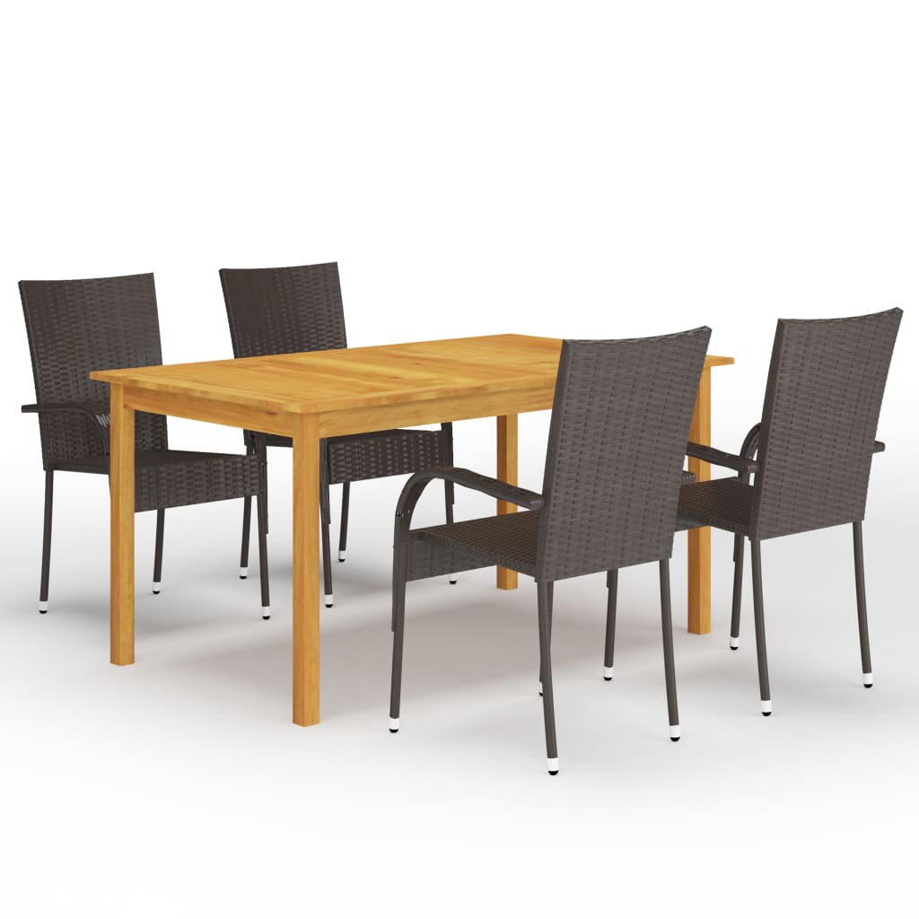 5 Piece Garden Dining Set Brown - Style and Chic