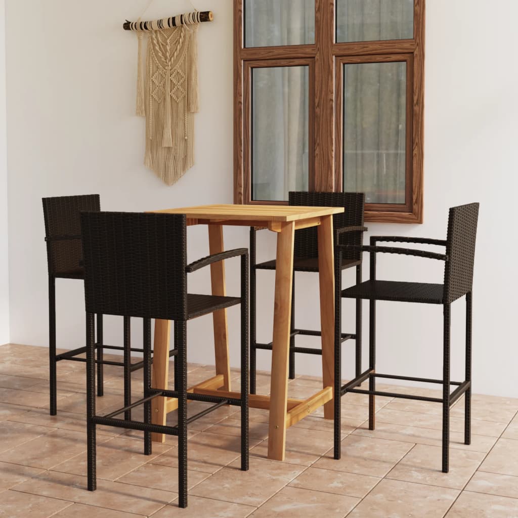 5 Piece Garden Bar Set Brown - The Home Maker