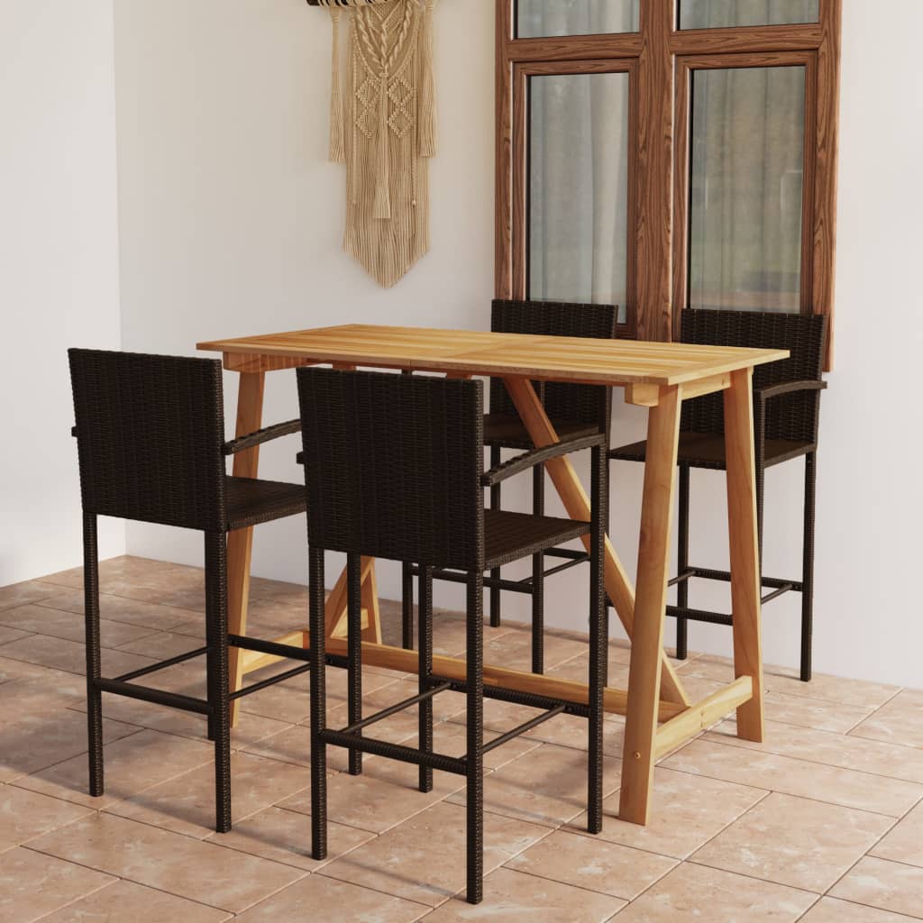5 Piece Garden Bar Set Brown - Merkel Designers