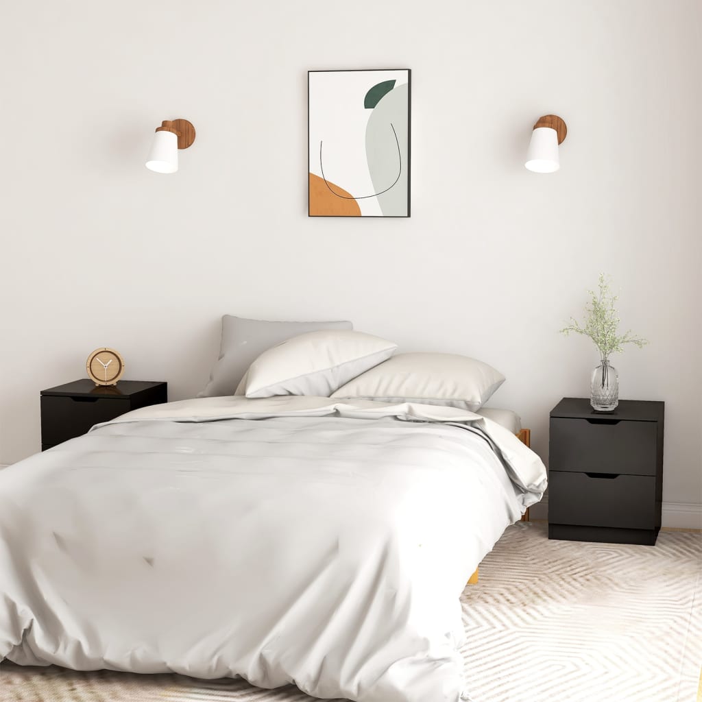 Bedside Table - MANNING Zoe 2 Piece Nightstand Black 40cm - Sid & Sam