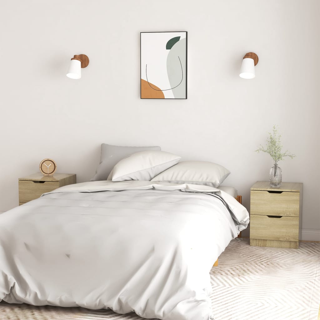Bedside Table - MANNING Dan 2 Piece Nightstand Sonoma Oak 40cm - Unbeatable Bargains
