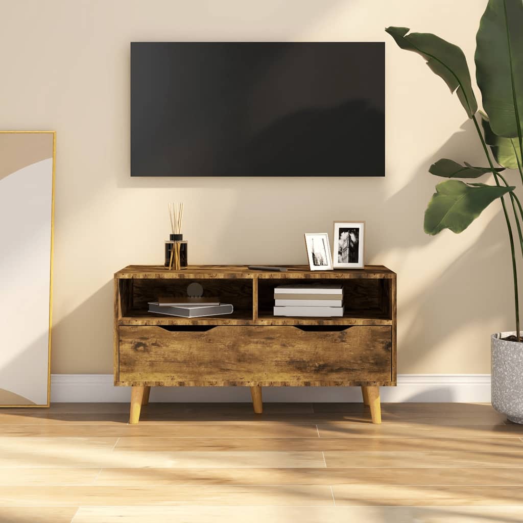 TV Cabinet Smoked Oak 90x40x48.5 cm Engineered Wood - Merlin Deals