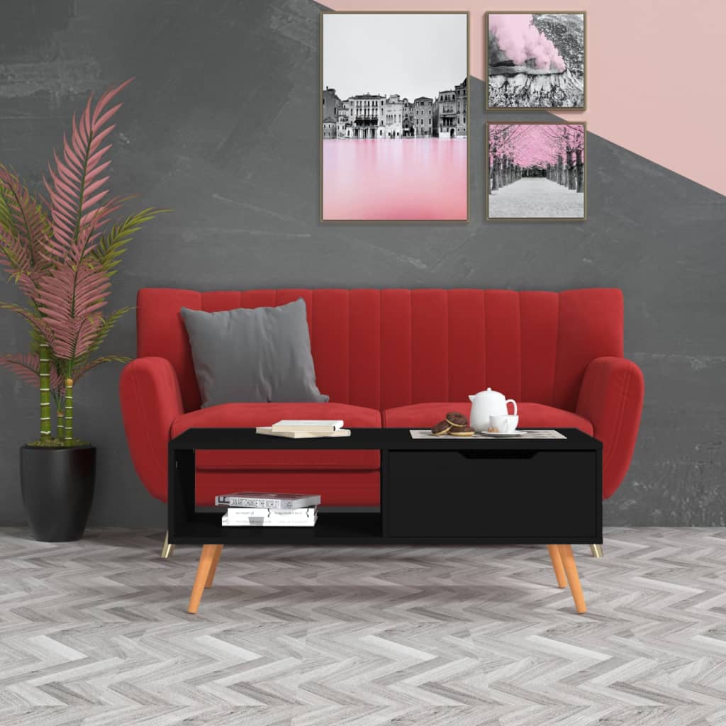 Coffee Table Black 100x49.5x43 cm Engineered Wood - Sid & Sam