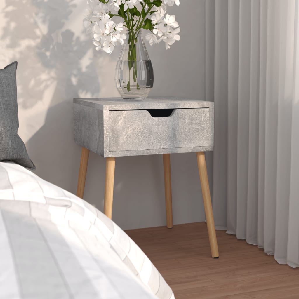 Bedside Table - MADISON Nightstand Concrete Grey 40cm - Unbeatable Bargains