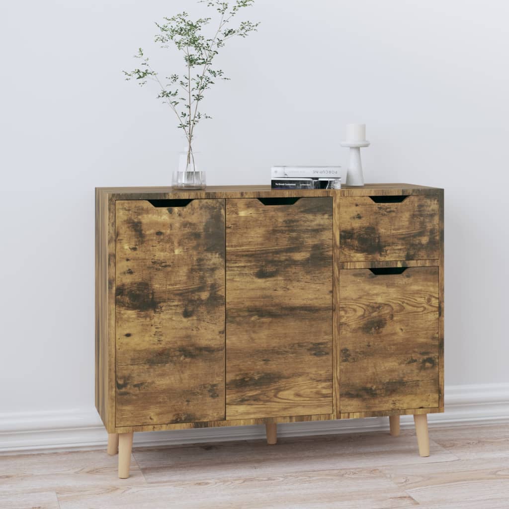 Sideboard Smoked Oak 90x30x72 cm Engineered Wood - Decor Base