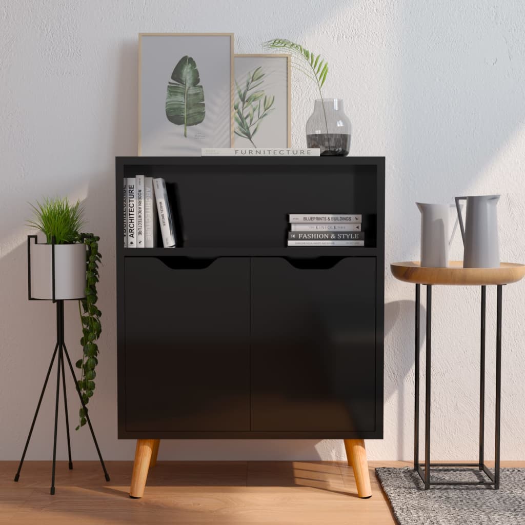 Sideboard High Gloss Black 60x30x72 cm Engineered Wood - Sid & Sam