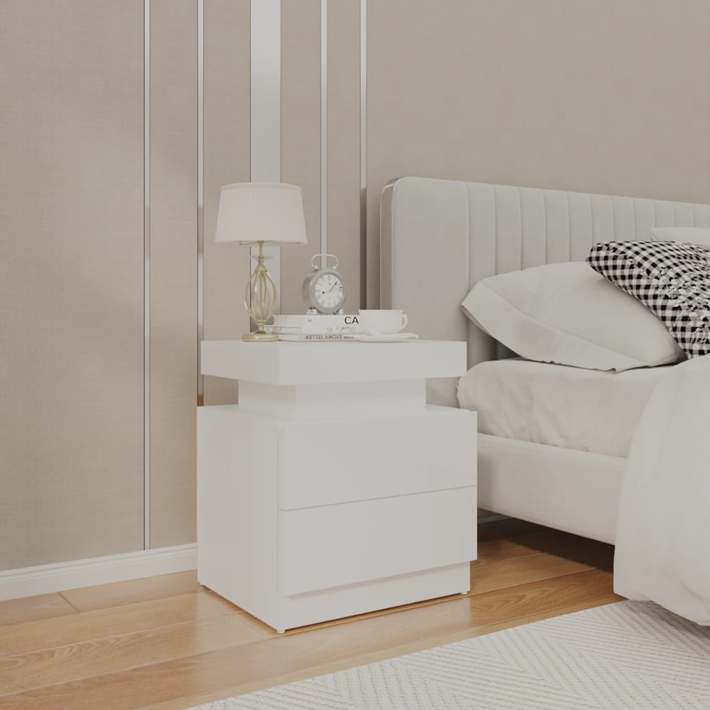 Bedside Table - FARGO Nightstand White 45cm - Decor Base