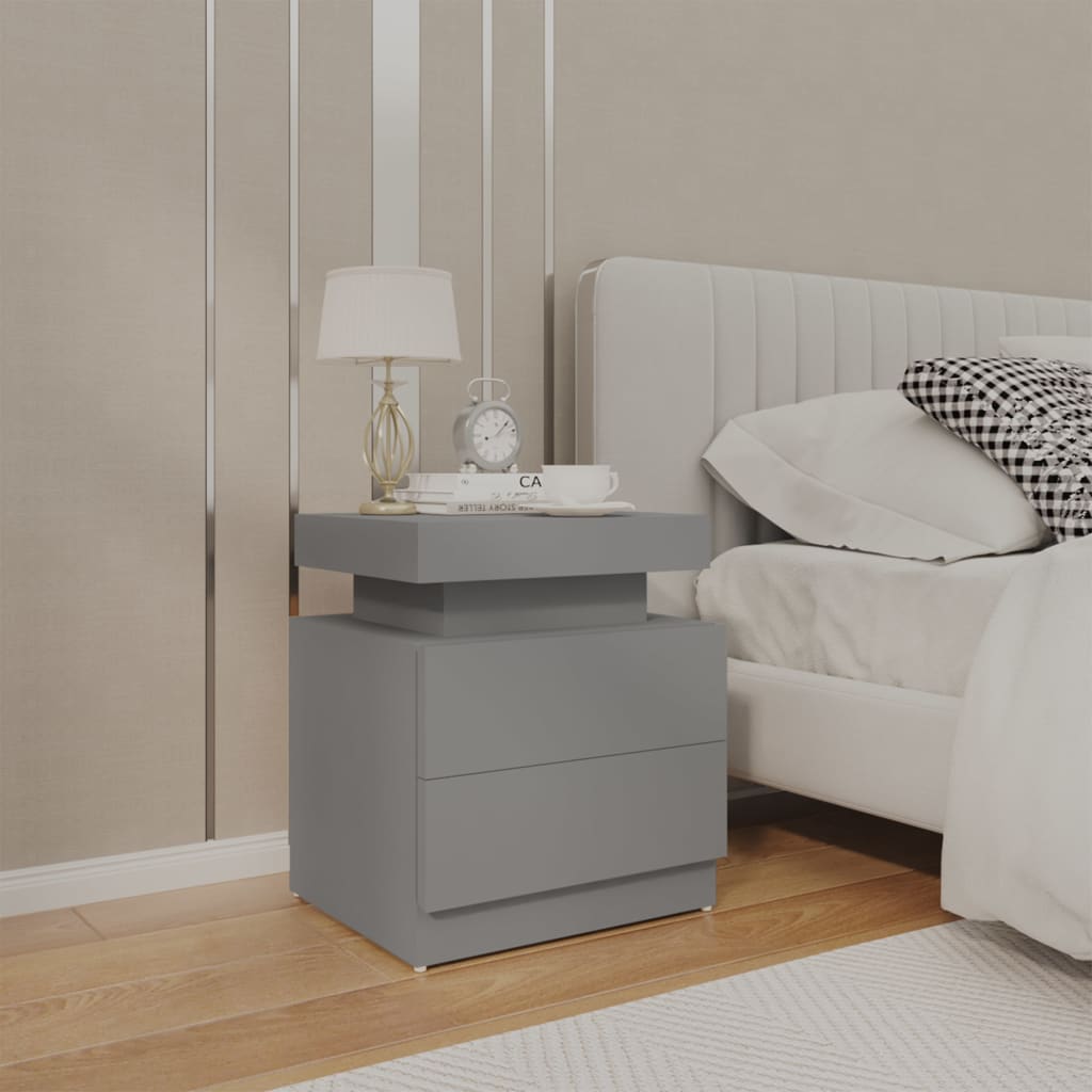 Bedside Table - FARGO Nightstand Grey 45cm - Discount Dealers