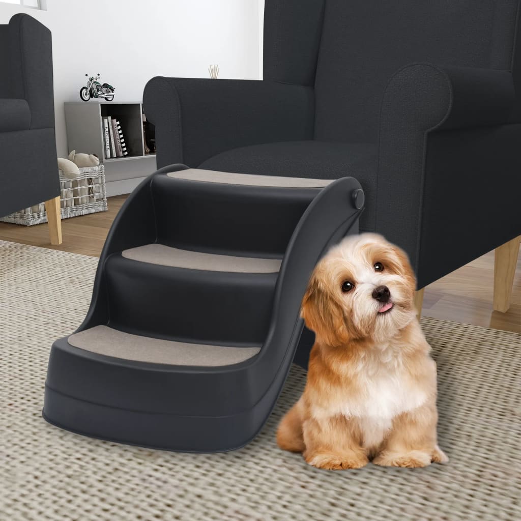Folding 3-Step Dog Stairs Black - Tyrell & Tyrell