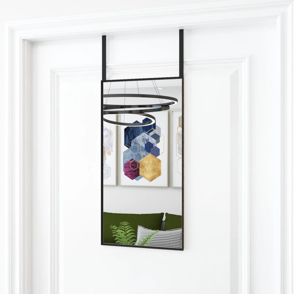 Door Mirror Black 30x60cm Glass and Aluminium - Design Hut