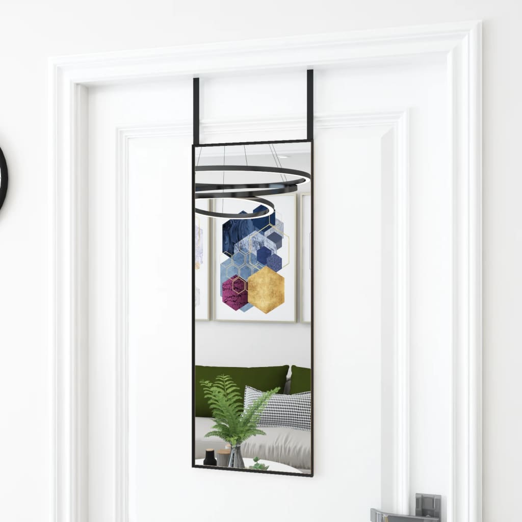 Door Mirror Black 30x80 cm Glass and Aluminium - Tyrell & Tyrell