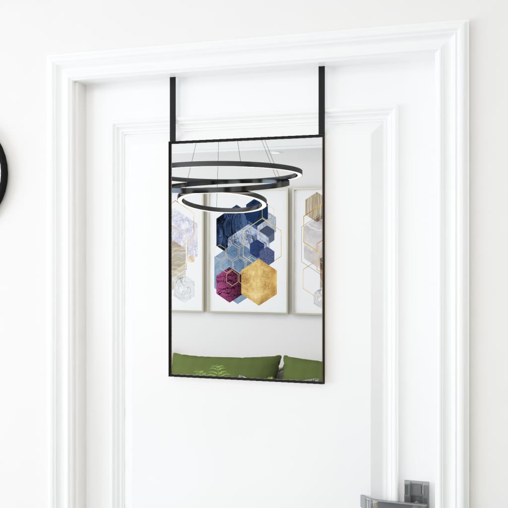 Door Mirror Black 40x60 cm Glass and Aluminium - Decor Base