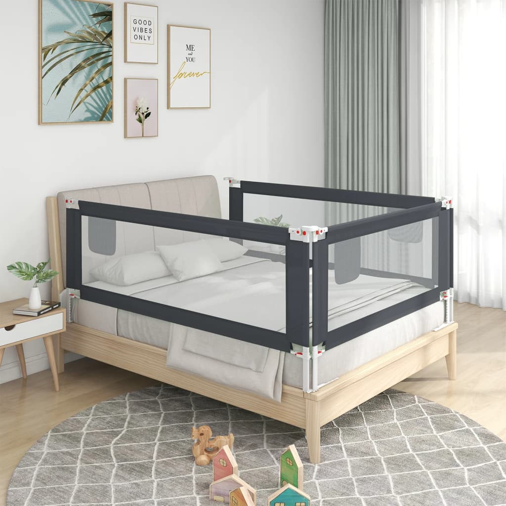 Toddler Safety Bed Rail Dark Grey 120x25 cm Fabric - Sid & Sam