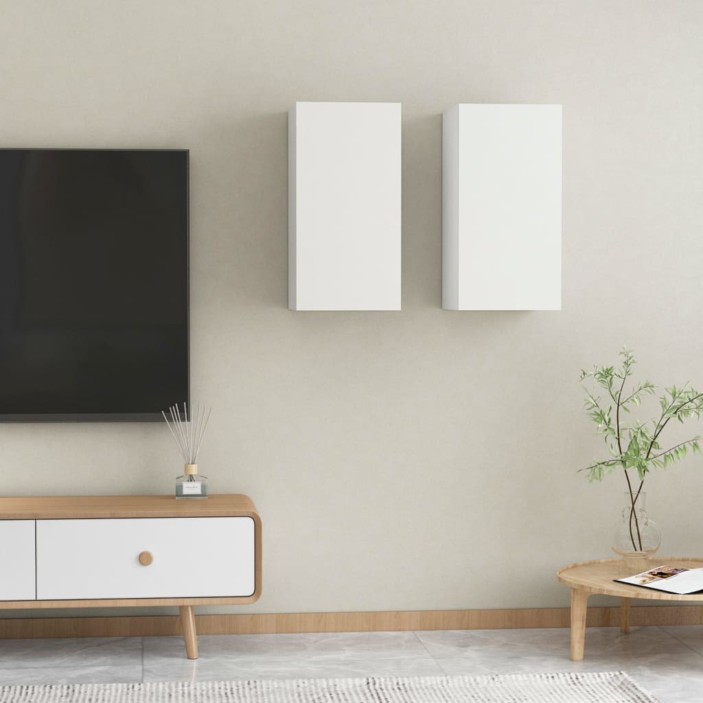 TV Cabinets 2 pcs White 30.5x30x60 cm Engineered Wood - Direct Imports