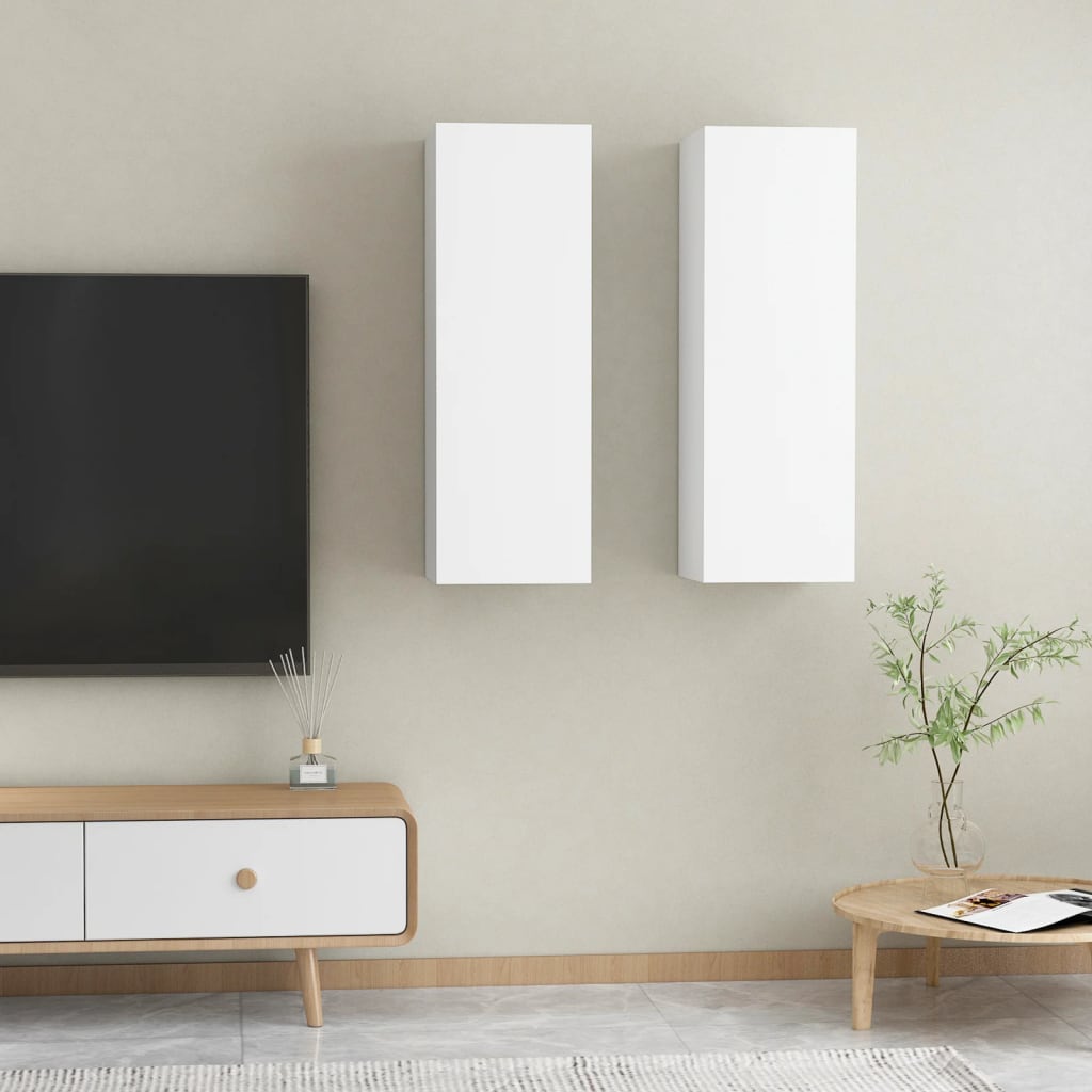 TV Cabinets 2 pcs White 30.5x30x90 cm Engineered Wood - Style and Chic