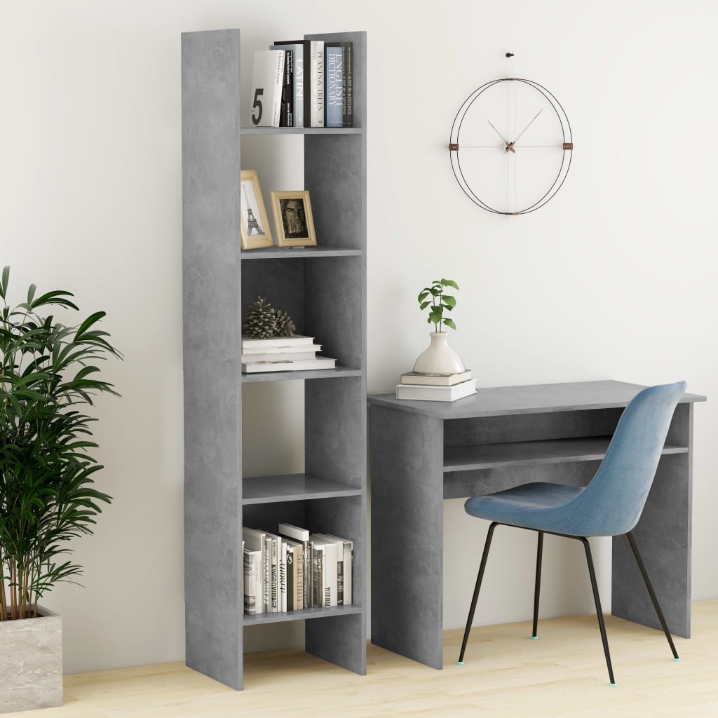 Book Cabinet Concrete Grey 40x35x180 cm Engineered Wood - Millennium Furniture