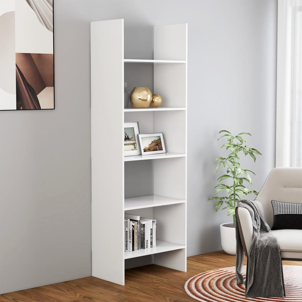Book Cabinet White 60x35x180 cm Engineered Wood - Decor Base