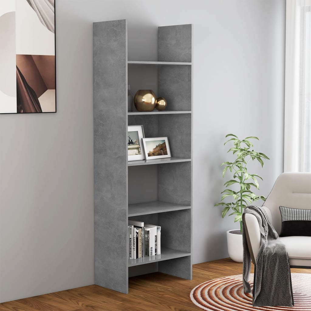 Book Cabinet Concrete Grey 60x35x180 cm Engineered Wood - Unbeatable Bargains