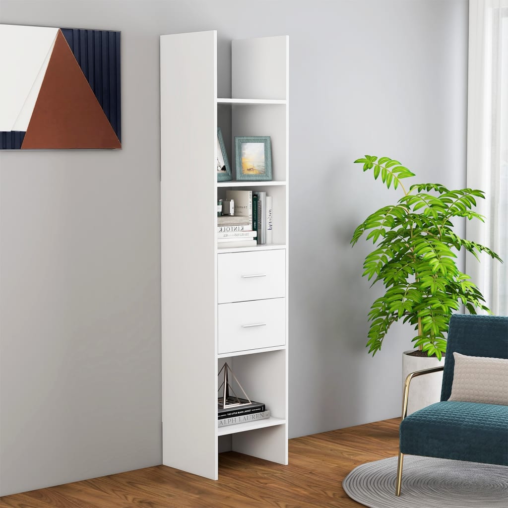 Book Cabinet White 40x35x180 cm Engineered Wood - R and M Furniture