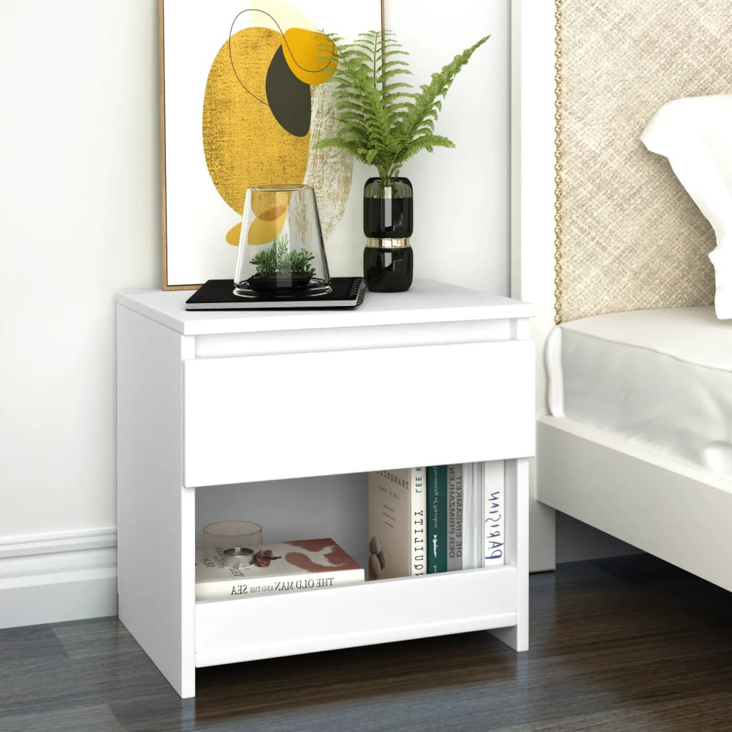 Bedside Table - EMPOLI Nightstand White 40cm - Style and Chic