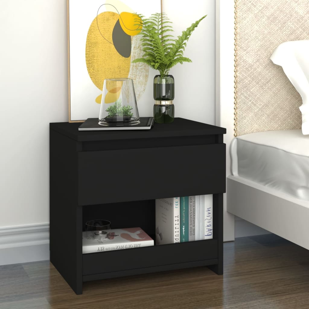 Bedside Table - EMPOLI Nightstand Black 40cm - Merkel Designers