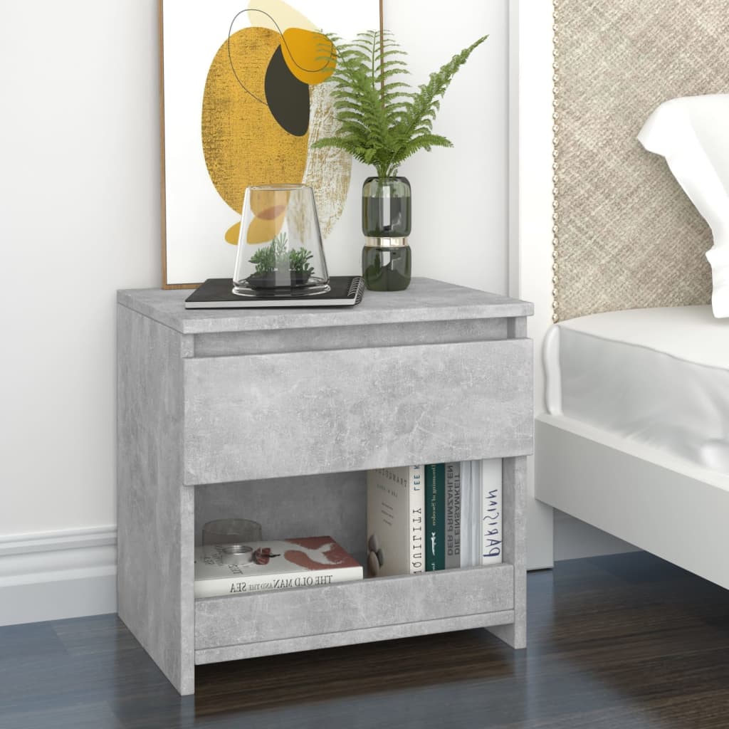 Bedside Table - EMPOLI Nightstand Concrete Grey 40cm - Unbeatable Bargains