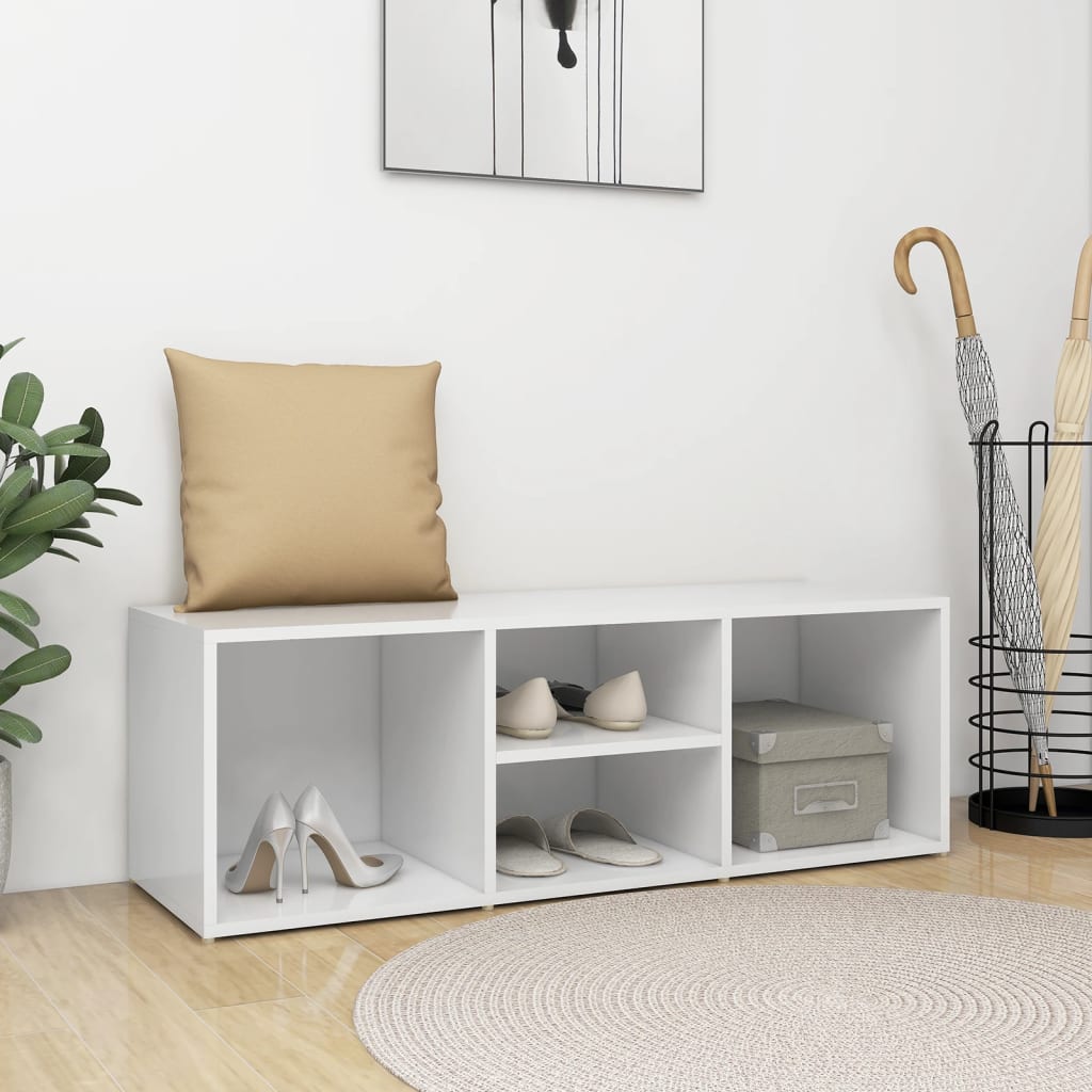 Shoe Storage Bench White 105x35x35 cm Engineered Wood - The Home Maker