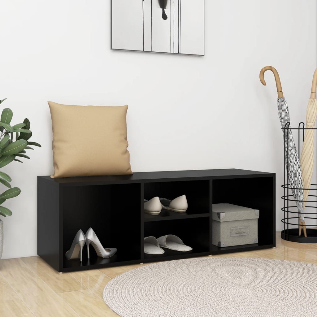 Shoe Storage Bench Black 105x35x35 cm Engineered Wood - Discount Dealers