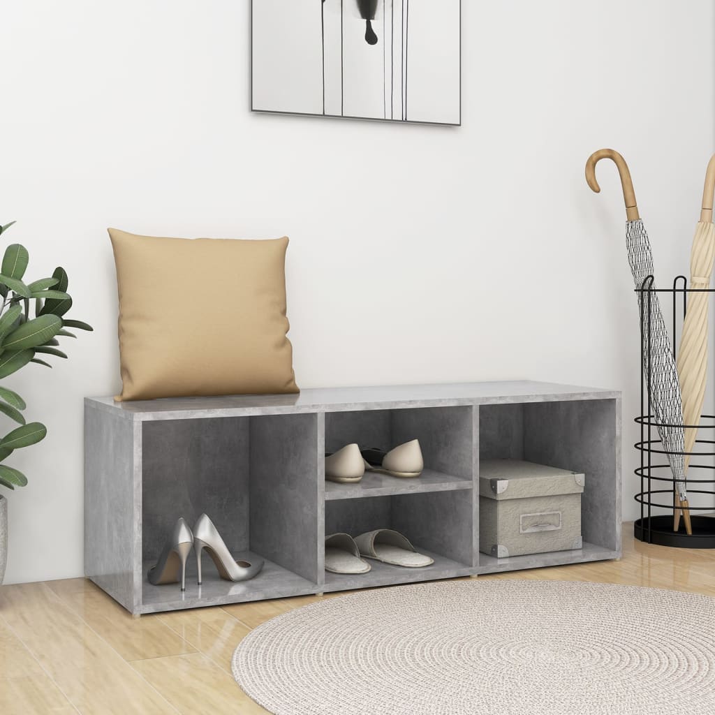 Shoe Storage Bench Concrete Grey 105x35x35 cm Engineered Wood - Direct Imports