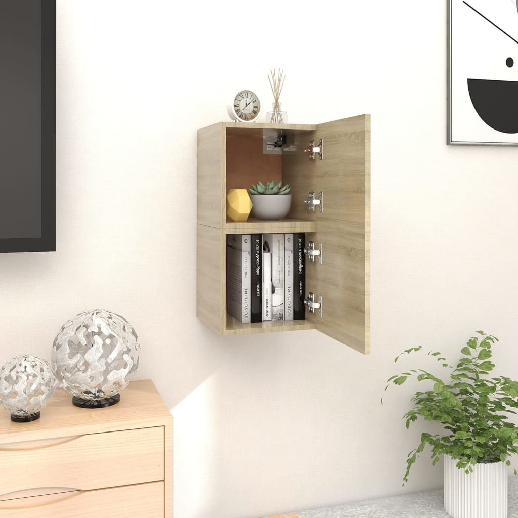 Wall Mounted TV Cabinets 2 pcs Sonoma Oak 30.5x30x30 cm - Discount Dealers