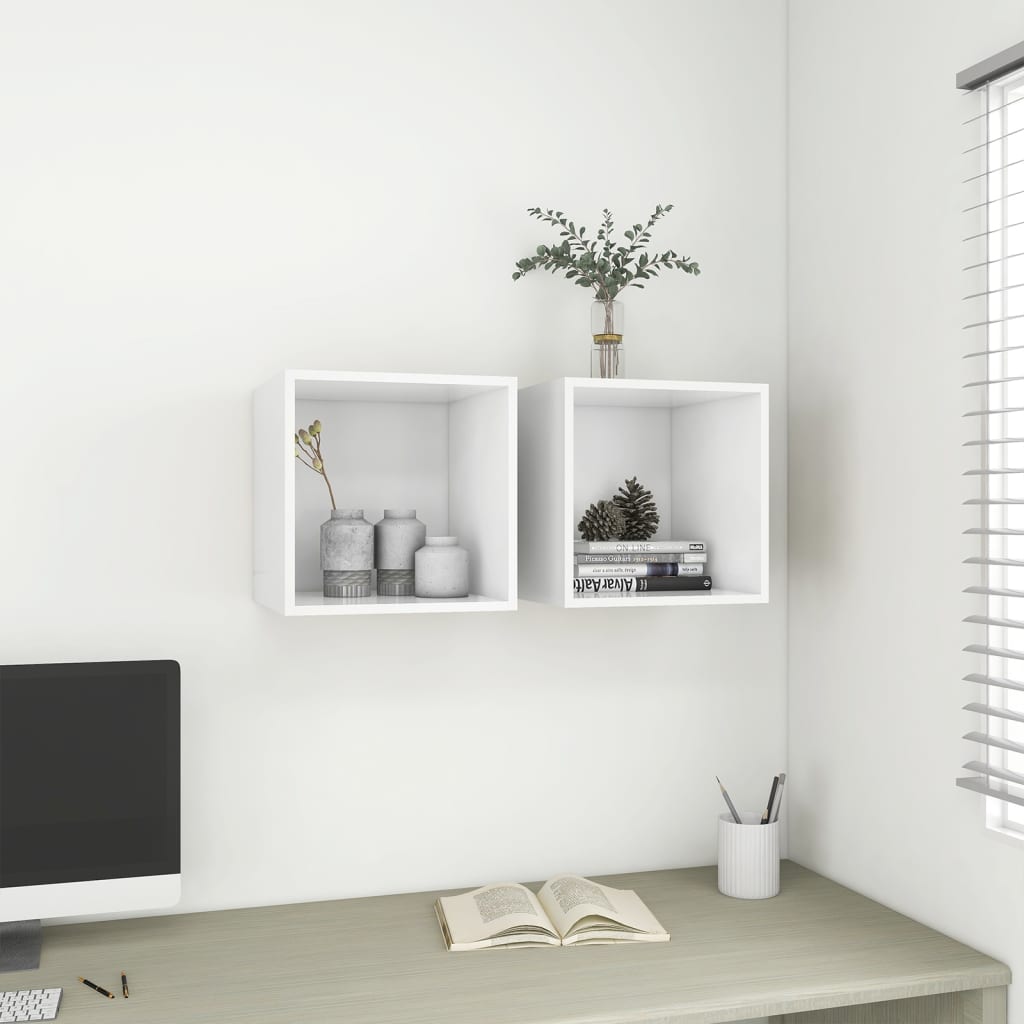 Wall Cabinets 2 pcs White 37x37x37 cm Engineered Wood - Sid & Sam