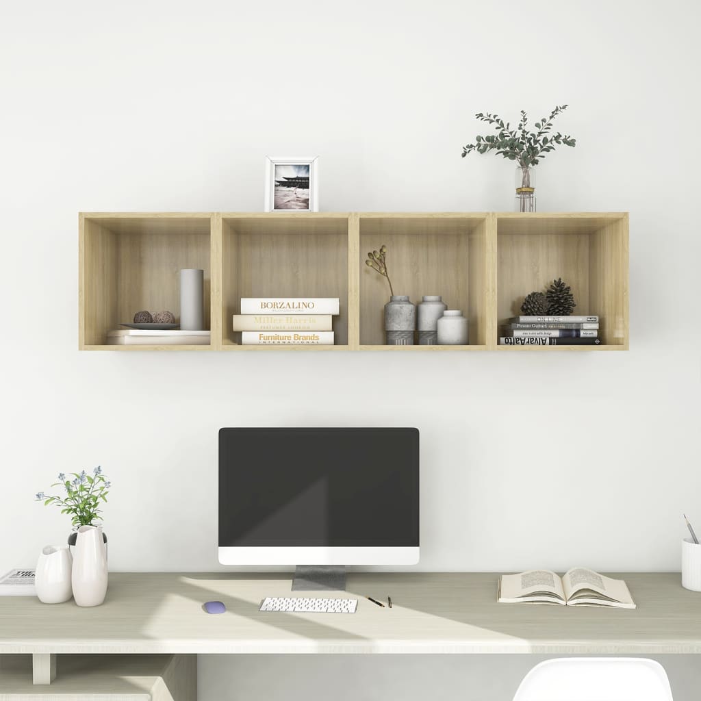 Wall Cabinets 4 pcs Sonoma Oak 37x37x37 cm Engineered Wood - Design Hut