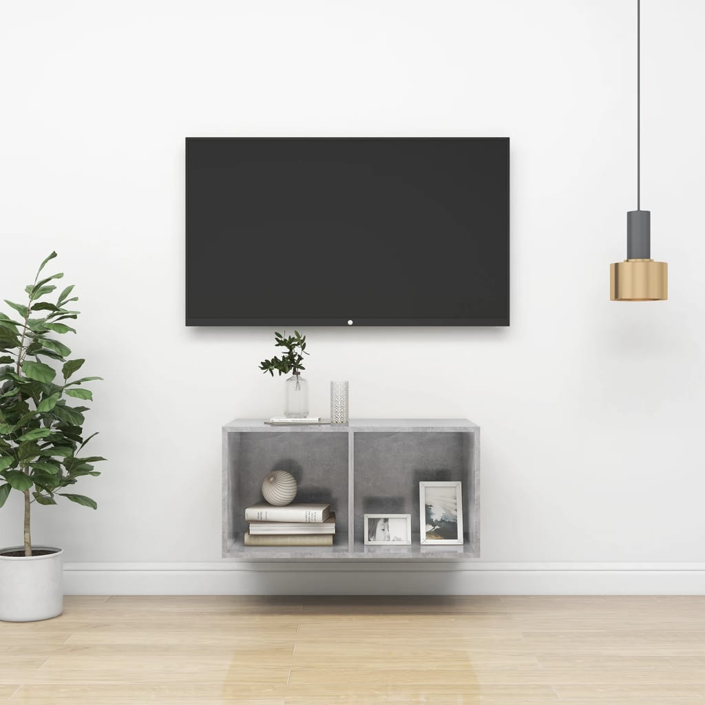 Wall-mounted TV Cabinet Concrete Grey 37x37x72 cm Engineered Wood - Millennium Furniture