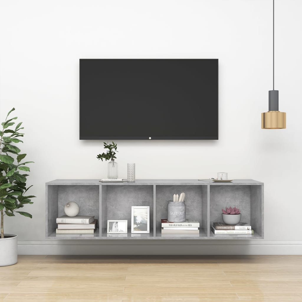 Wall-mounted TV Cabinet Concrete Grey 37x37x142.5 cm Engineered Wood - Sid & Sam