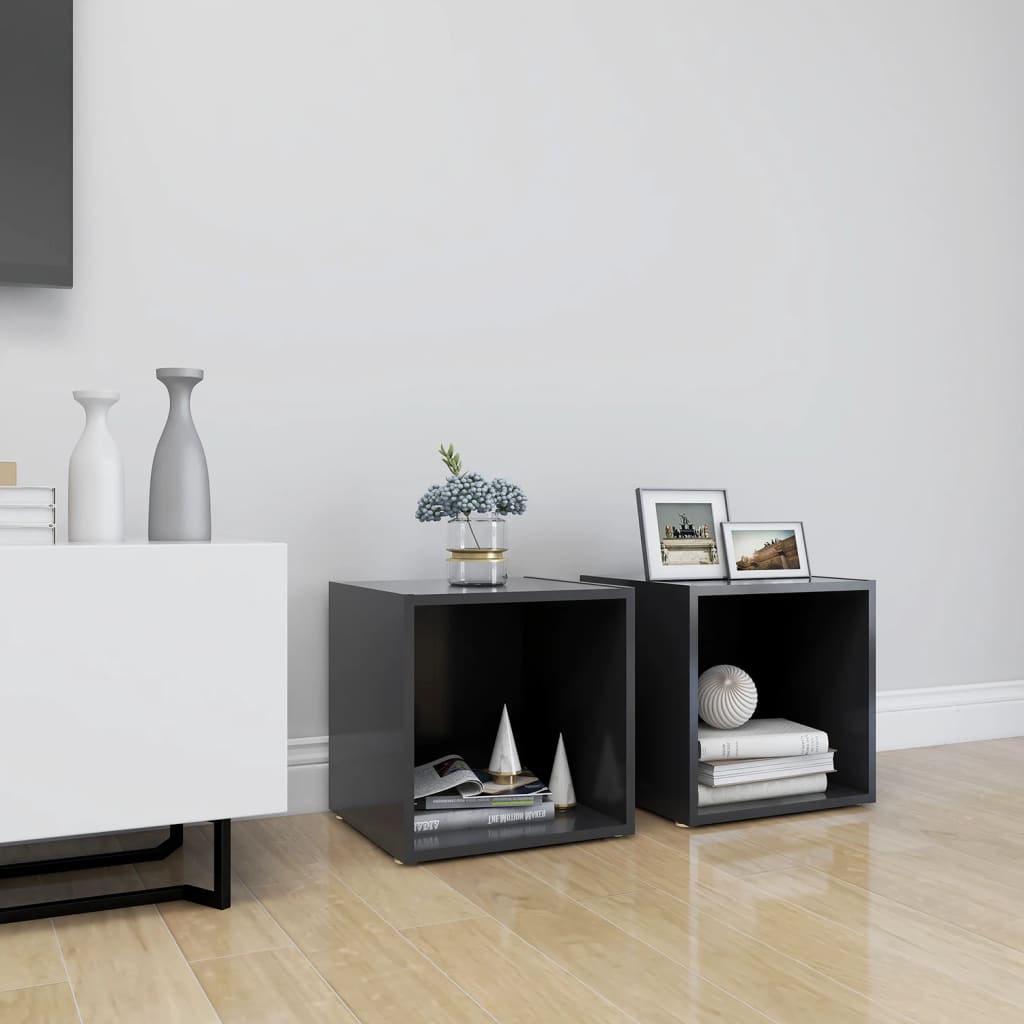 TV Cabinets 2 pcs Grey 37x35x37 cm Engineered Wood - Millennium Furniture