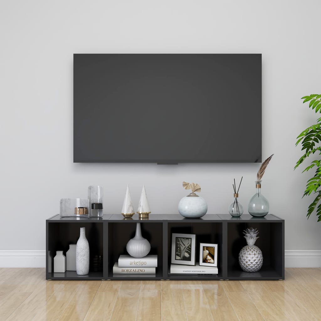 TV Cabinets 4 pcs Grey 37x35x37 cm Engineered Wood - Discount Dealers