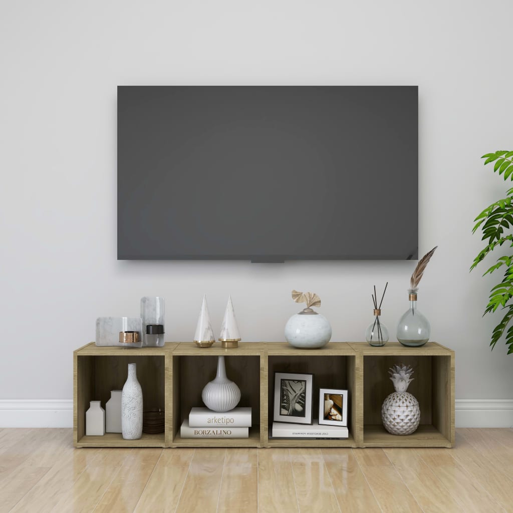 TV Cabinets 4 pcs Sonoma Oak 37x35x37 cm Engineered Wood - Sid & Sam